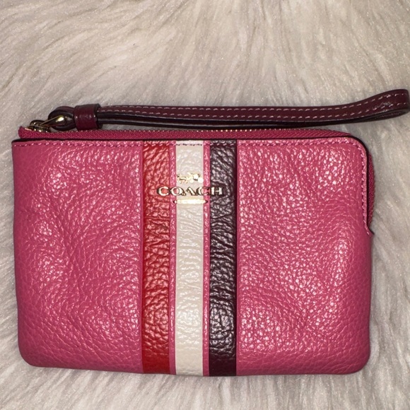 Coach Pink and Red Leather Wristlet